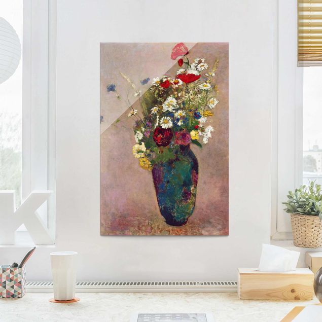 Stampe quadri famosi Odilon Redon - Vaso di fiori con papaveri