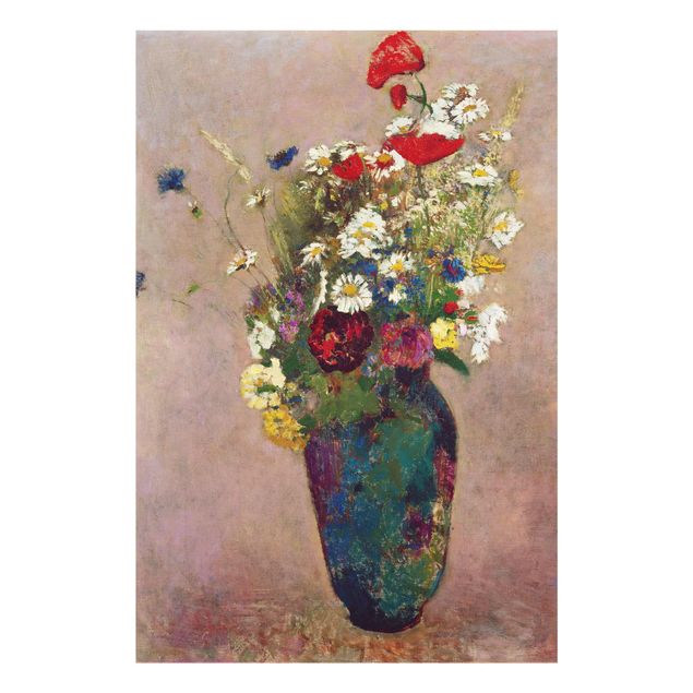 Quadri in vetro con fiori Odilon Redon - Vaso di fiori con papaveri