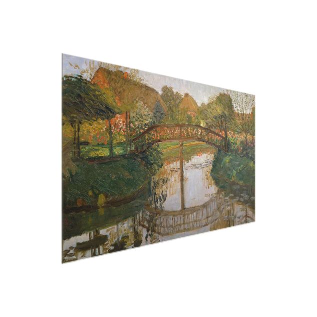 Quadro espressionismo Otto Modersohn - Giardino della Fattoria con ponte