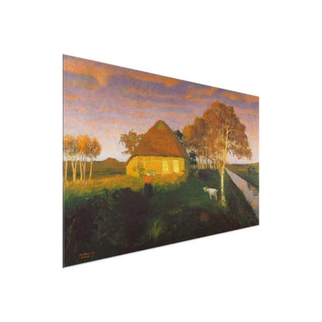 Quadri espressionismo Otto Modersohn - Casetta nella brughiera al sole della sera