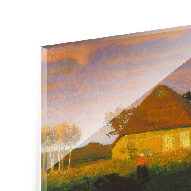Quadri moderni   Otto Modersohn - Casetta nella brughiera al sole della sera
