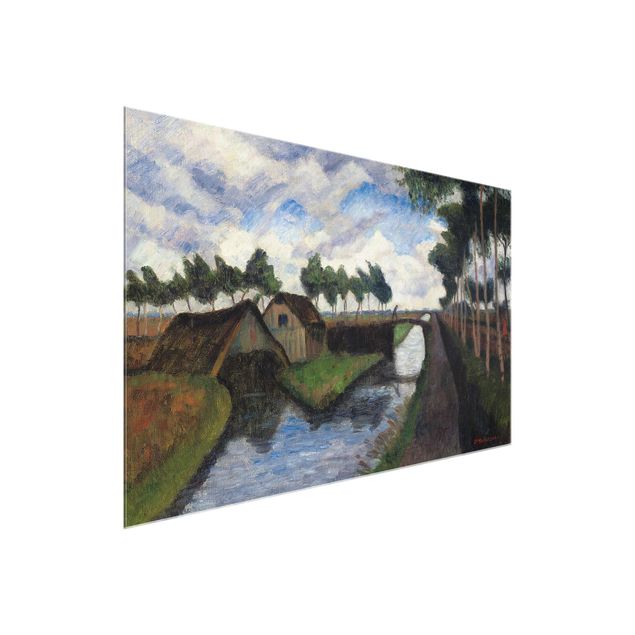 Quadro espressionismo Otto Modersohn - Il canale di Rautendorf con la casa della barca vicino a Worpswede