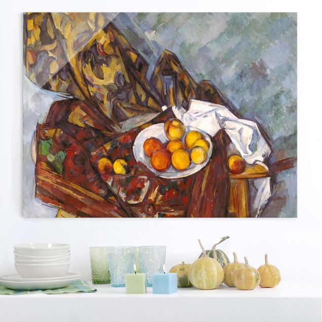 Quadri Impressionismo Paul Cézanne - Natura morta, tendaggio di fiori e frutta