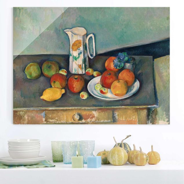 Quadri impressionisti Paul Cézanne - Natura morta con brocca di latte e frutta