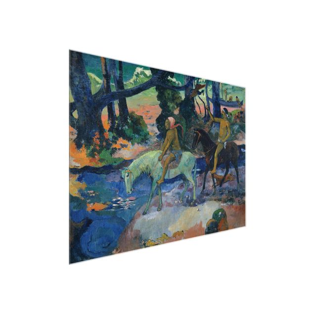 Quadri in vetro riproduzioni Paul Gauguin - La fuga, il guado