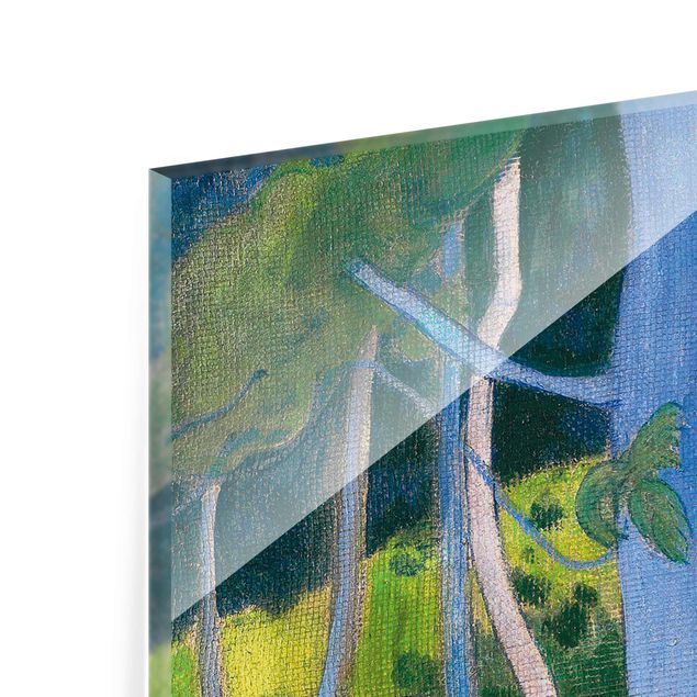 Quadri in vetro con paesaggio Paul Gauguin - Paesaggio con tronchi d'albero blu