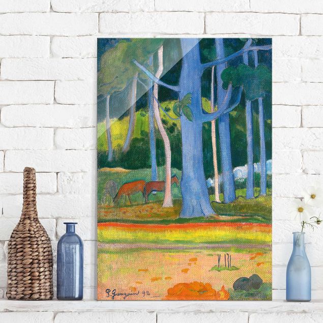 Riproduzioni quadri famosi Paul Gauguin - Paesaggio con tronchi d'albero blu
