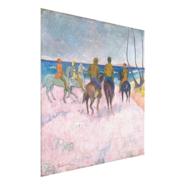 Quadri in vetro con costa Paul Gauguin - Cavalieri sulla spiaggia
