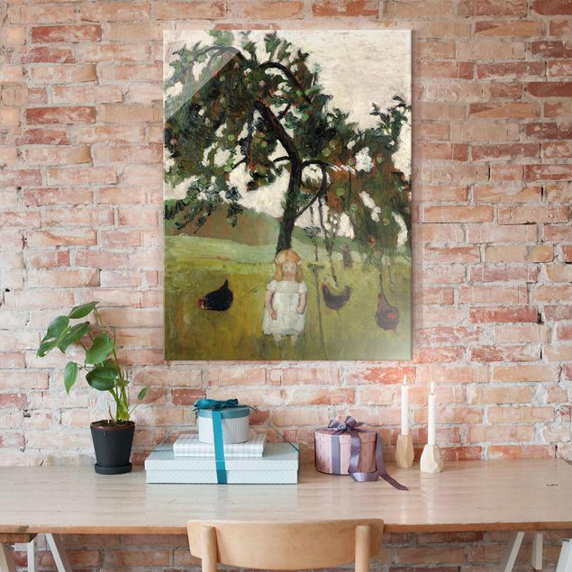 Stile di pittura Paula Modersohn-Becker - Elsbeth con galline sotto un albero di mele