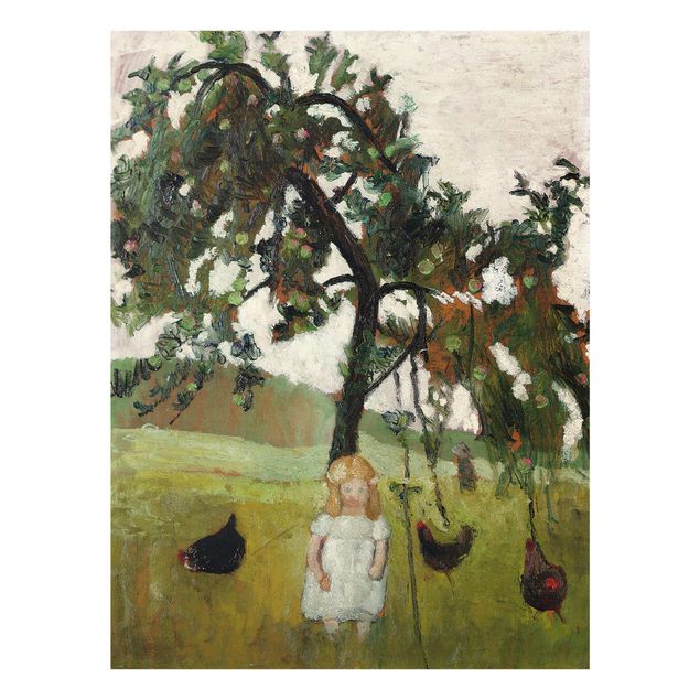 Quadro moderno Paula Modersohn-Becker - Elsbeth con galline sotto un albero di mele