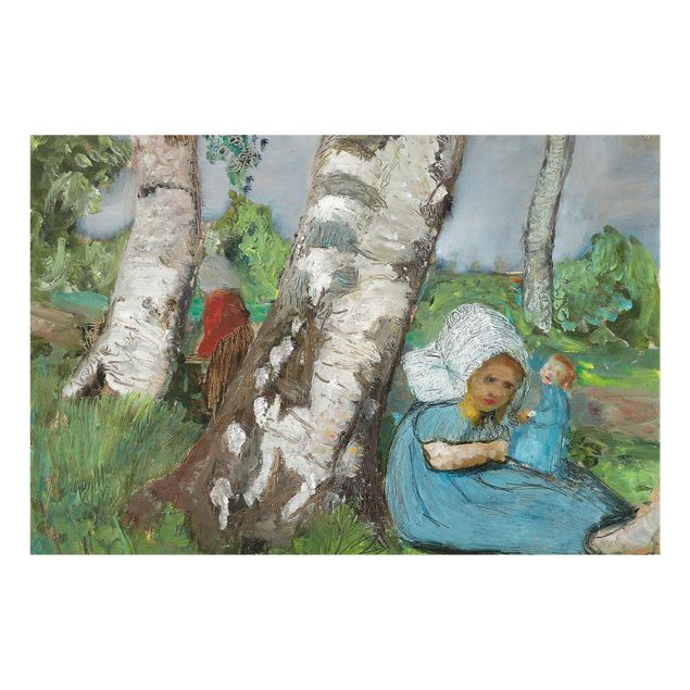 Quadri espressionismo Paula Modersohn-Becker - Bambino con bambola seduto su un tronco di betulla