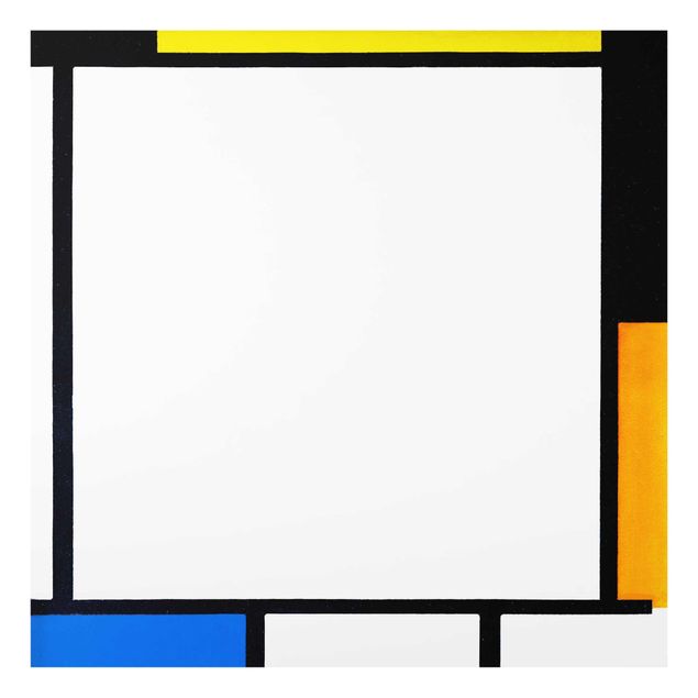Quadri in vetro astratti Piet Mondrian - Composizione III con rosso, giallo e blu