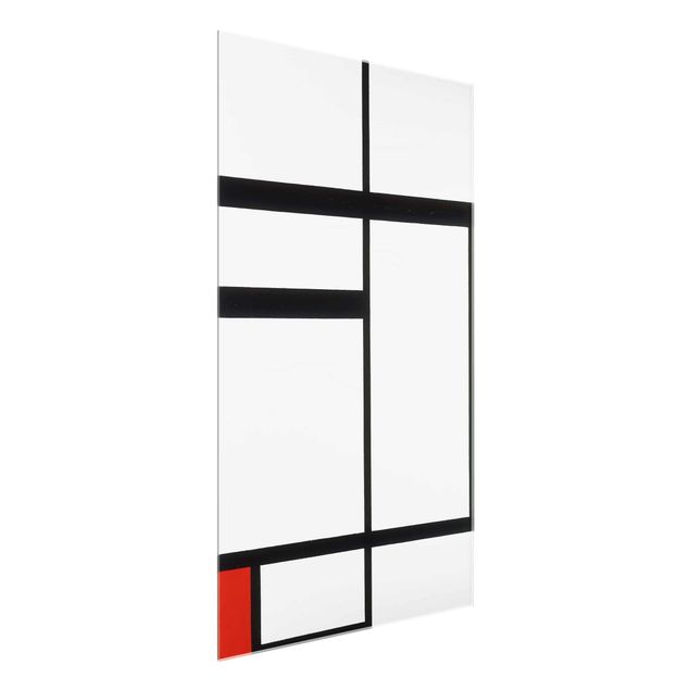 Quadri in vetro riproduzioni Piet Mondrian - Composizione con rosso, nero e bianco