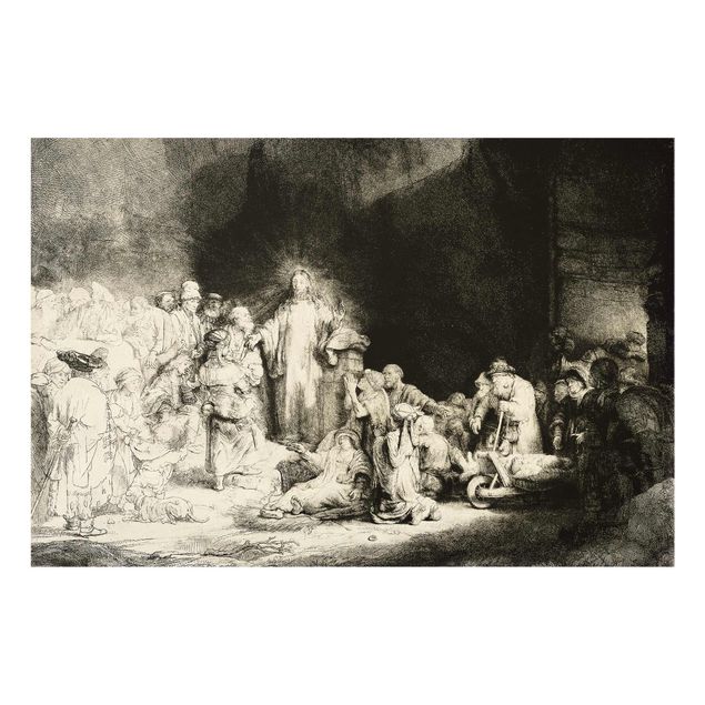 Quadri in vetro riproduzioni Rembrandt van Rijn - Cristo che guarisce i malati. I cento fiorini