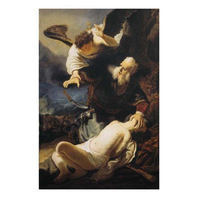 Quadri in vetro riproduzioni Rembrandt van Rijn - L'angelo impedisce il sacrificio di Isacco