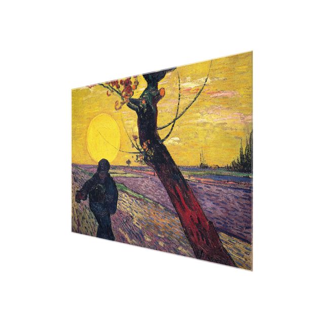 Quadri in vetro riproduzioni Vincent Van Gogh - Seminatore con sole al tramonto