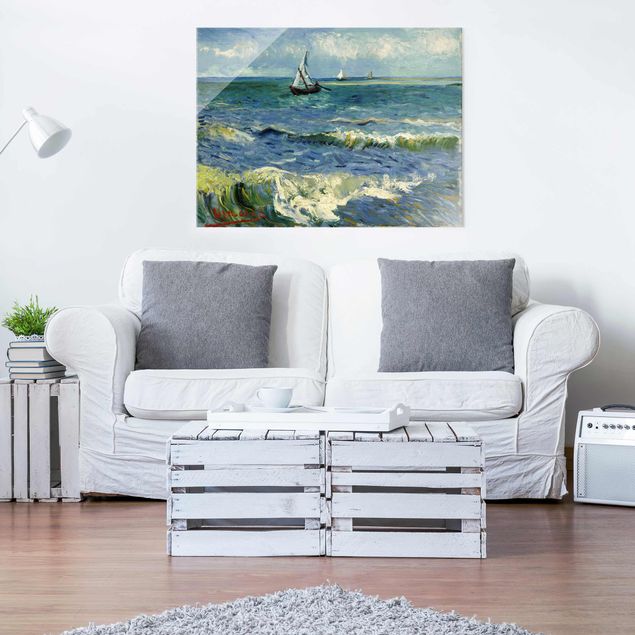 Quadro post impressionista Vincent Van Gogh - Paesaggio marino vicino a Les Saintes-Maries-De-La-Mer