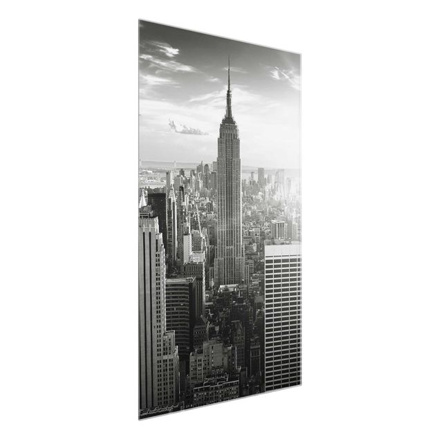 Quadri in vetro in bianco e nero Skyline di Manhattan