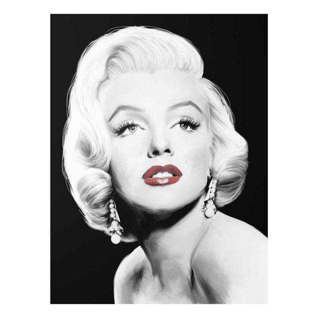 Glas Magnetboard Marilyn con gli orecchini