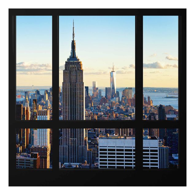 Quadri in vetro riproduzioni Finestra di New York vista sull'Empire State Building