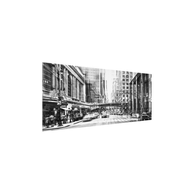 Quadri in vetro in bianco e nero NYC Urban black-white