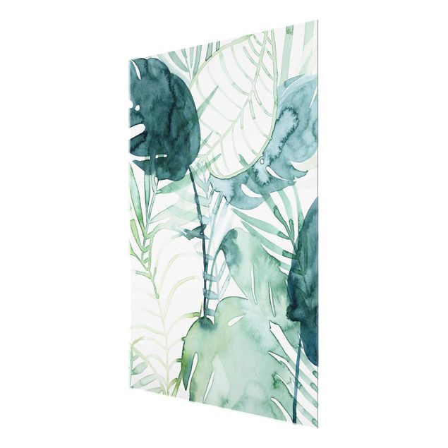 Glas Magnettafel Fronde di palma colorate ad acqua II