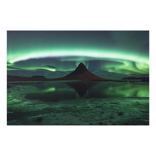 Quadri in vetro con paesaggio L'aurora boreale in Islanda
