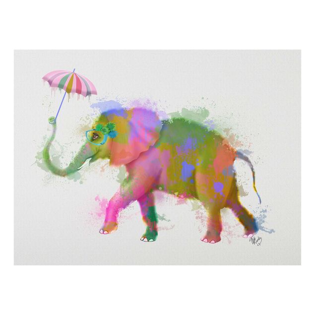 Quadro animali Elefante a schizzi d'arcobaleno
