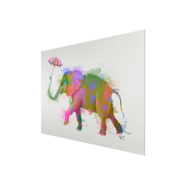 Quadri moderni colorati Elefante a schizzi d'arcobaleno