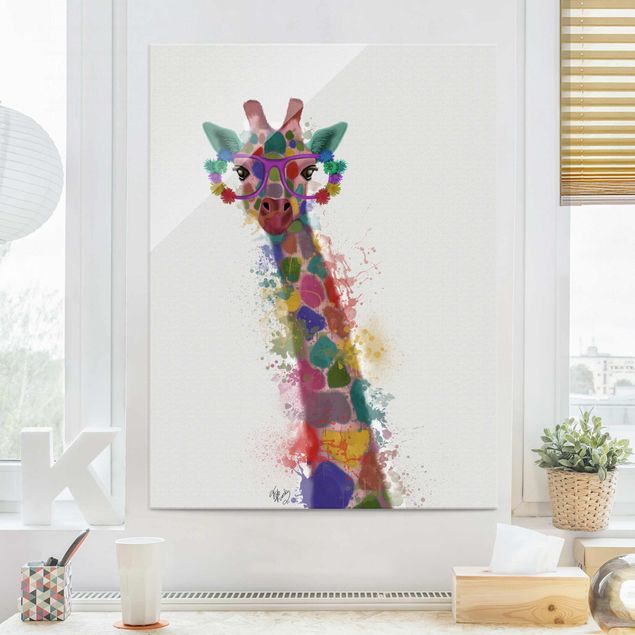 Quadro giraffe Giraffa con schizzi arcobaleno