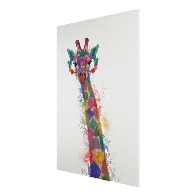 Quadro colorato Giraffa con schizzi arcobaleno