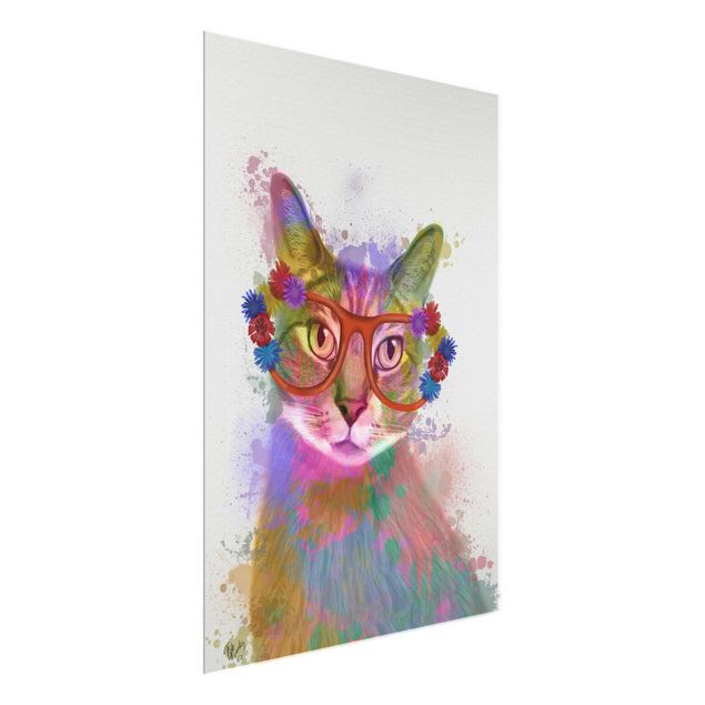Quadro moderno Gatto con schizzi arcobaleno