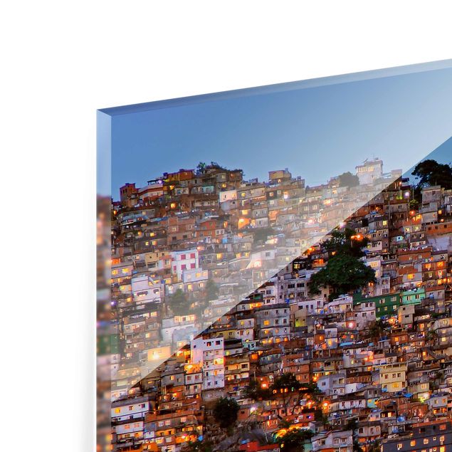 Glas Magnettafel Rio De Janeiro Favela tramonto