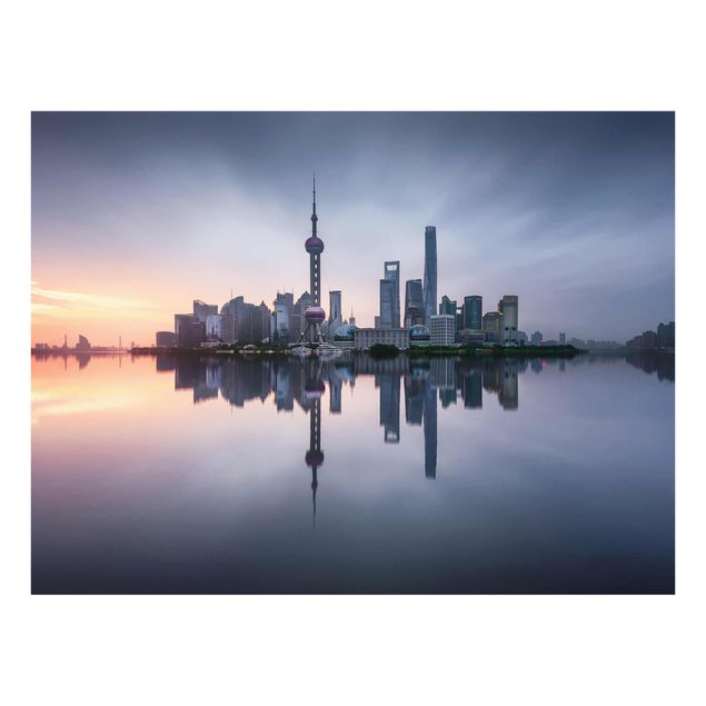 Quadri stampe Shanghai Skyline di mattina umore