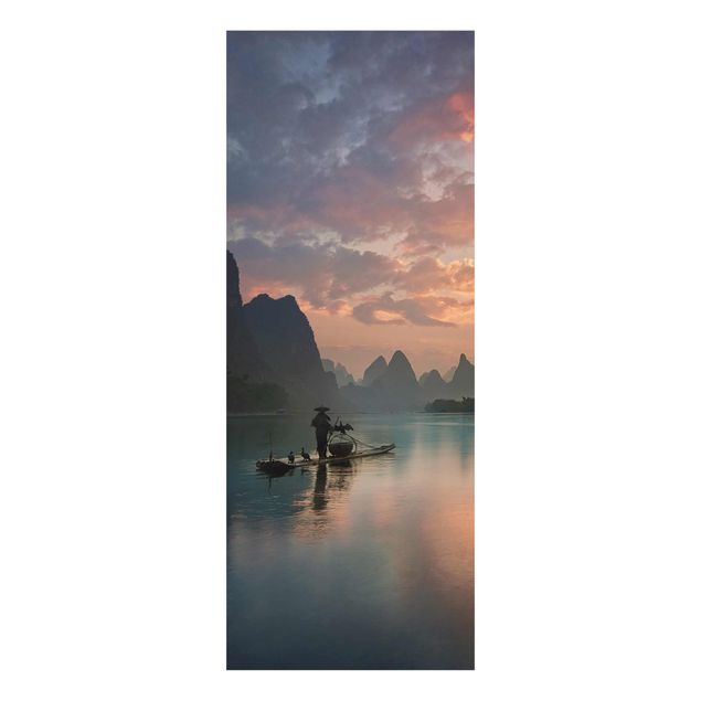 Quadri in vetro con paesaggio Alba sul fiume cinese
