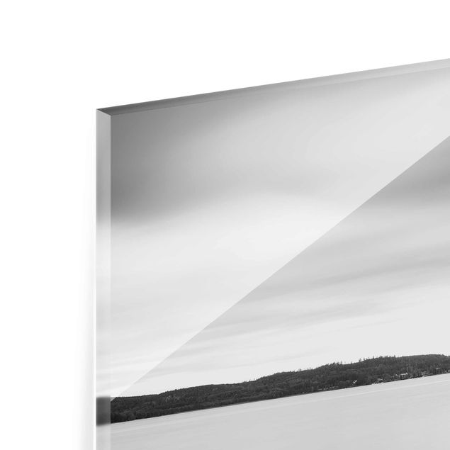 Glas Magnettafel Tramonto in bianco e nero sul lago