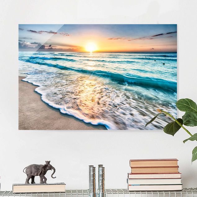 Quadro in vetro - Sunset At The Beach - Orizzontale 3:2