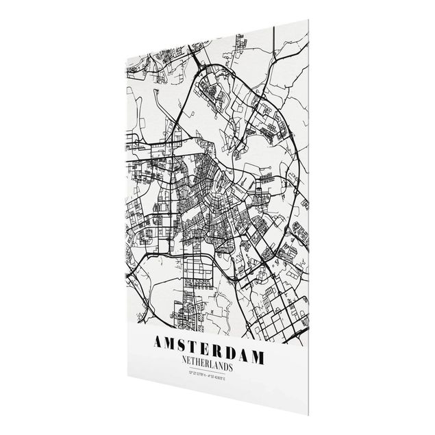 Quadro in vetro - Amsterdam City Map - Classic - Verticale 3:4