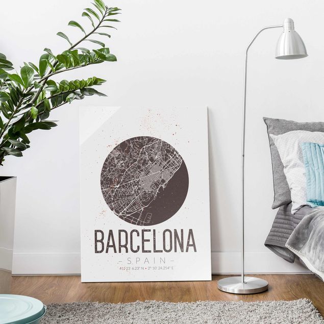 Quadri moderni per arredamento Mappa della città di Barcellona - Retrò