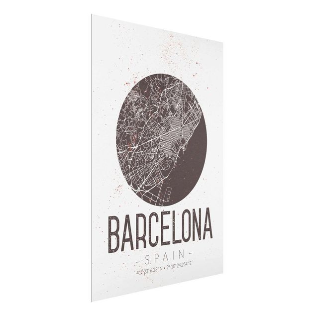 Quadri marroni Mappa della città di Barcellona - Retrò