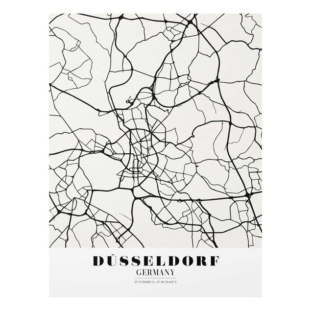 Glas Magnettafel Mappa di Dusseldorf - Classica