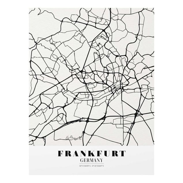 Magnettafel Glas Mappa di Francoforte - Classica