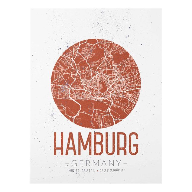 Quadri rossi Mappa di Amburgo - Retrò