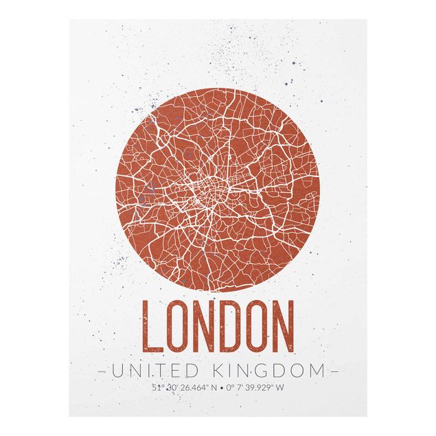 Quadri bianco e nero Mappa della città di Londra - Retrò