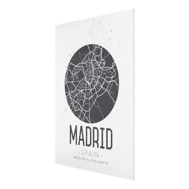 Glas Magnettafel Mappa di Madrid - Retrò