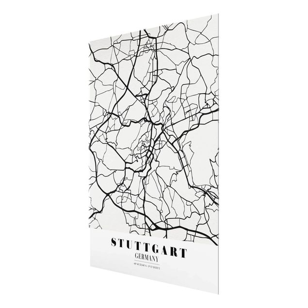 Quadro in vetro - Stuttgart City Map - Classic - Verticale 3:4