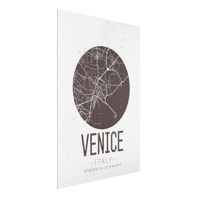 Quadro marrone Mappa di Venezia - Retrò