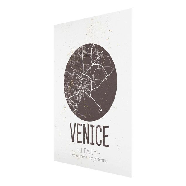 Glas Magnettafel Mappa di Venezia - Retrò