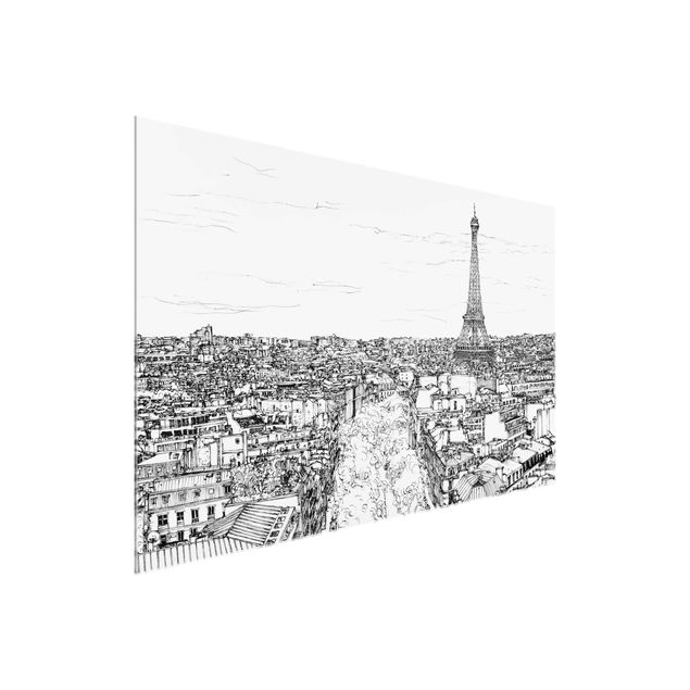 Quadri in vetro in bianco e nero Città studio - Parigi
