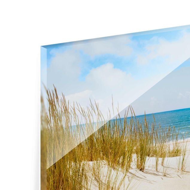 Quadri in vetro con paesaggio Spiaggia sul mare del Nord